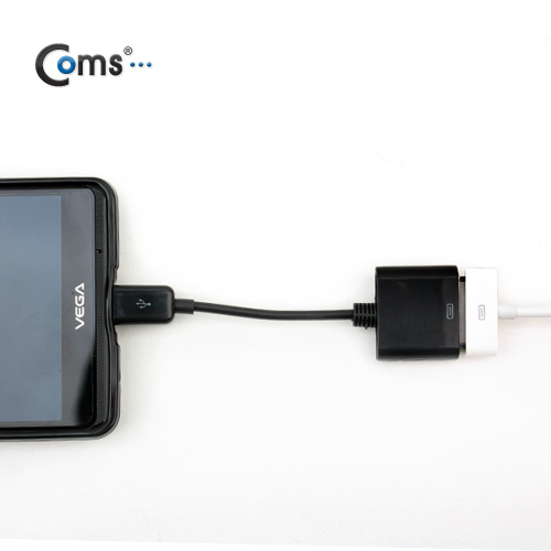 Coms IOS 8Pin (8핀) 스마트폰 변환젠더(A사 30P/Micro 5P), 10cm Black