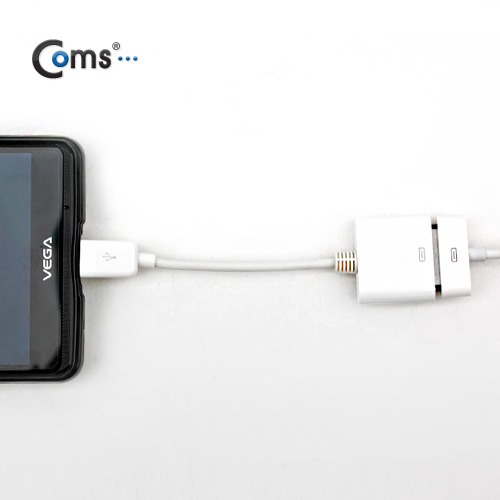 Coms IOS 8Pin (8핀) 스마트폰 변환젠더(A사 30P/Micro 5P), 10cm White