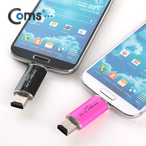 Coms 스마트폰 OTG USB 카드리더기, PINK (Micro SD 메모리지원)