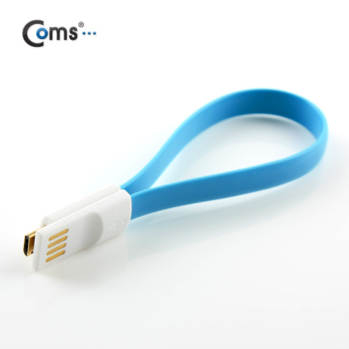 Coms USB/Micro 5Pin 케이블(Flat형/자석), 20cm, Blue