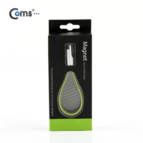 Coms USB/Micro USB(B) 케이블(Flat형/자석), 20cm, Green
