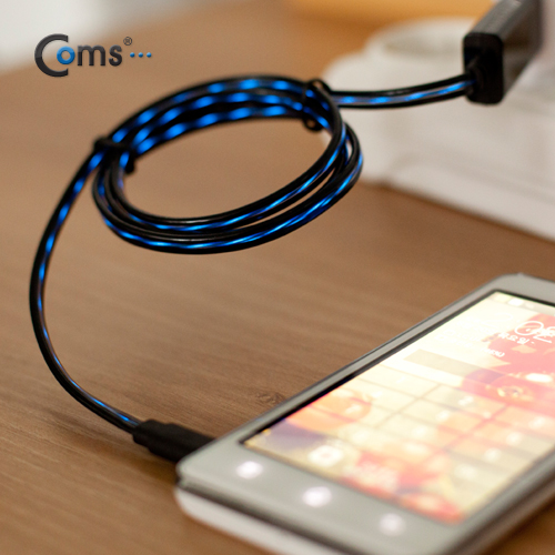 Coms USB/Micro USB(B) 케이블(EL 발광 LED), White
