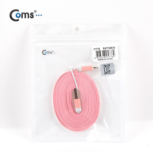 Coms iOS 8핀/8Pin 플랫 케이블 Pink, 2M