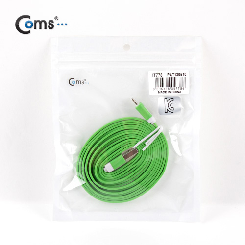 Coms iOS 8핀/8Pin 플랫 케이블 Green, 2M