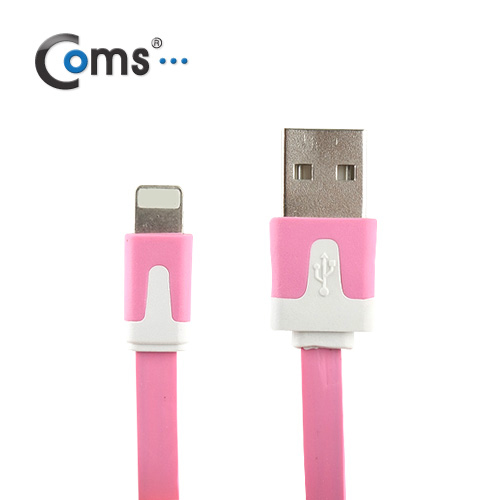 Coms iOS 스마트폰 5 케이블(Flat) Pink/8핀/충전