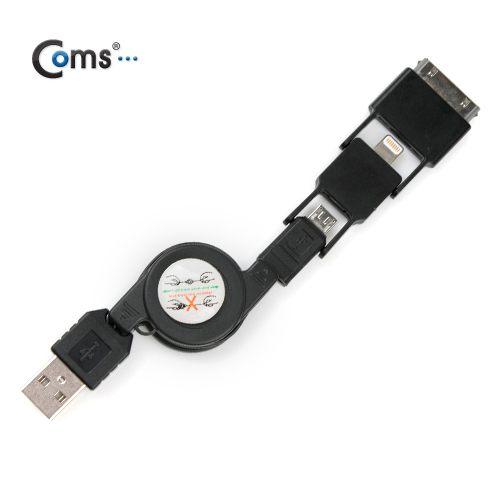 Coms iOS 스마트폰5 8Pin (8핀) 케이블 (자동감김/꼬리물기), Black