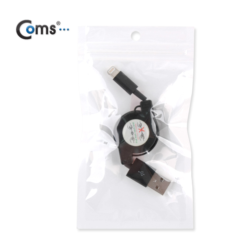 Coms iOS 스마트폰5 케이블 (자동감김), 70cm, Black