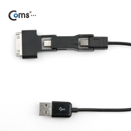 Coms iOS 스마트폰 USB 케이블 (꼬리물기/3in1/멀티), 20cm, Black/8핀