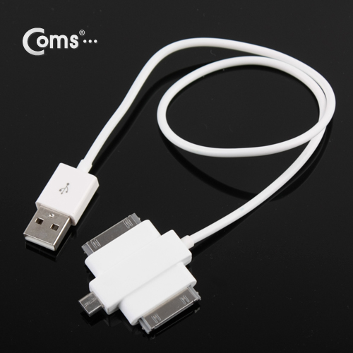 Coms iOS 스마트폰 USB 케이블 (T형/3in1/멀티), 20cm, White
