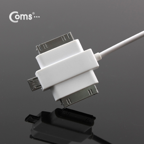 Coms iOS 스마트폰 USB 케이블 (T형/3in1/멀티), 20cm, White