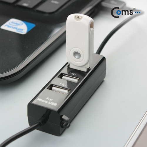 Coms USB 허브 2.0 (3P+Micro 5P 케이블 지원), Black