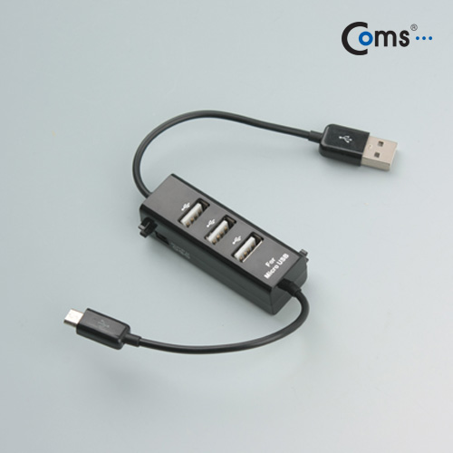 Coms USB 허브 2.0 (3P+Micro 5P 케이블 지원), Black