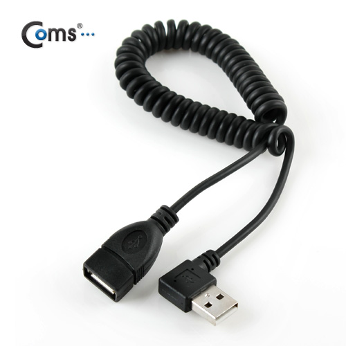 Coms USB 연장 케이블(Short/MF형), 스프링(30cm ~ ), 왼쪽 꺾임(꺽임)
