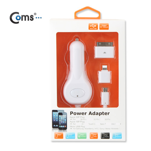 Coms iOS 스마트폰 5 차량용 케이블(3 in 1/멀티), 스프링/꼬리물기