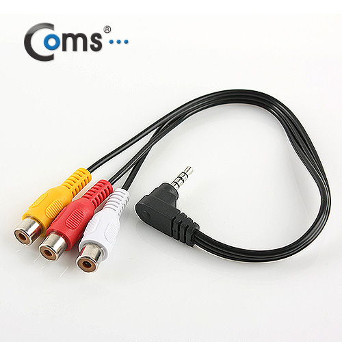 Coms 스테레오/RCA(3선/F형) 케이블 ,15cm/꺾임(꺽임), 4극 M/ 3RCA F