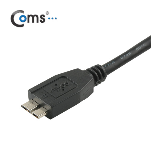 Coms USB 3.0/Micro USB(B) 케이블(검정) 30cm/ㄱ자 꺾임(꺽임)