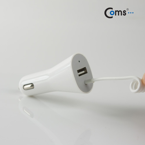 Coms iOS 스마트폰 5 차량 충전 케이블, 스프링/USB 1P, 5V/2.1A