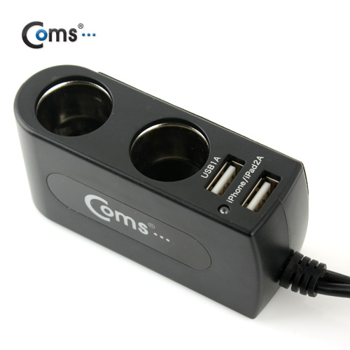 Coms 차량용 시가 소켓(2구),USB 2포트 지원,80cm 케이블/ 시가잭(시거잭)
