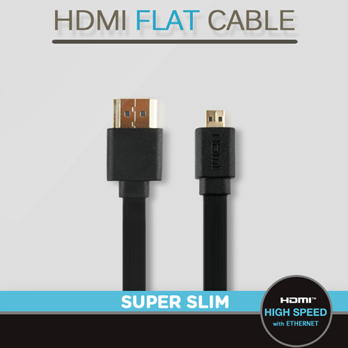 Coms HDMI/HDMI(Micro) 케이블(v1.4/FLAT/초슬림) 3M 고급/검정
