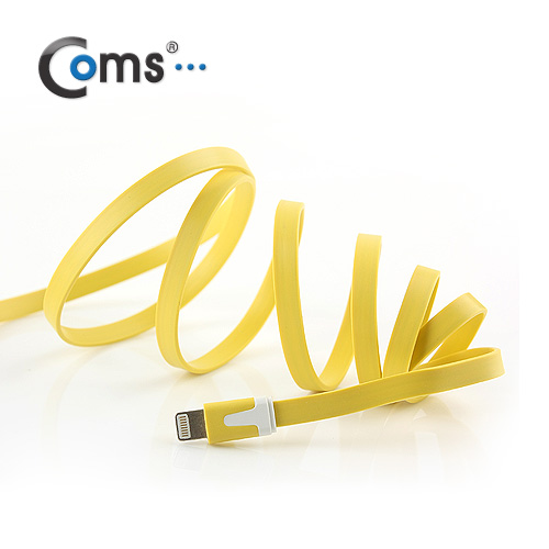 Coms iOS 스마트폰 5 케이블(Flat), Yellow/8핀/충전