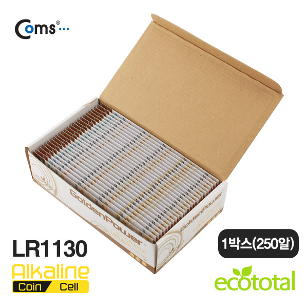 Coms 골든파워(GP)코인전지(LR1130),알카라인1.5v,카드형포장,1박스(250알)