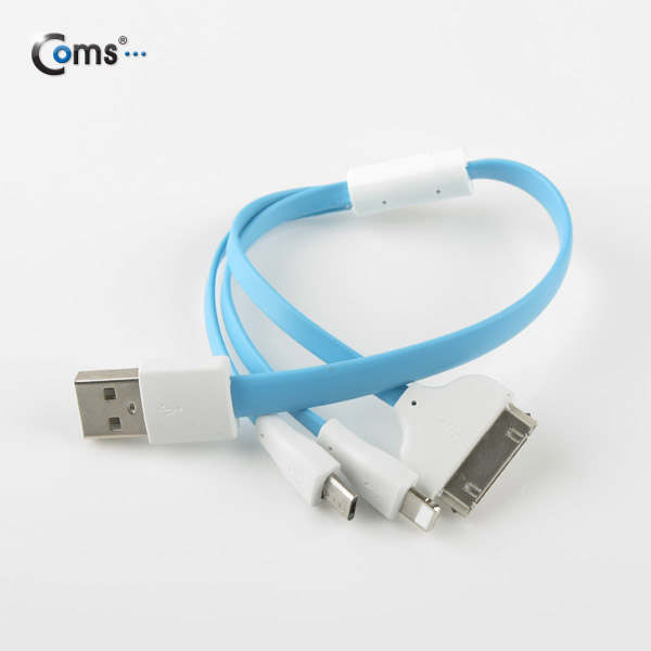 Coms 3 in 1 멀티 케이블 / 충전 케이블(Flat) 30cm/Blue