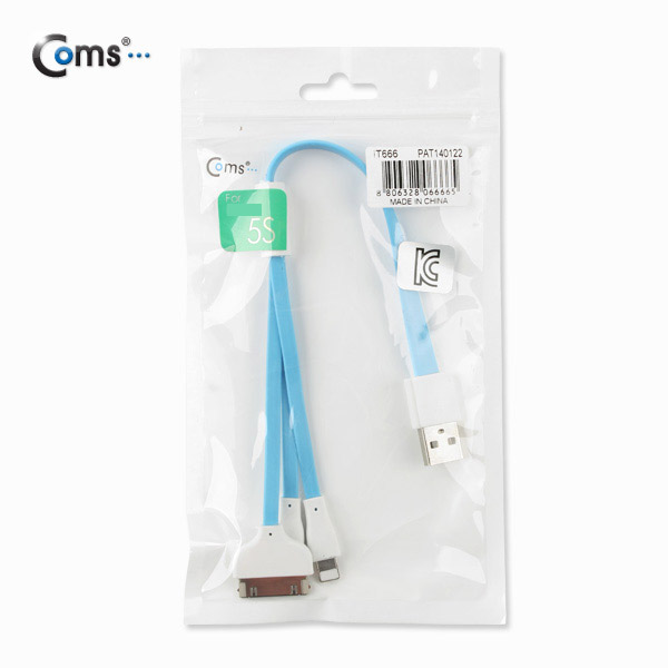 Coms 3 in 1 멀티 케이블 / 충전 케이블(Flat) 30cm/Blue