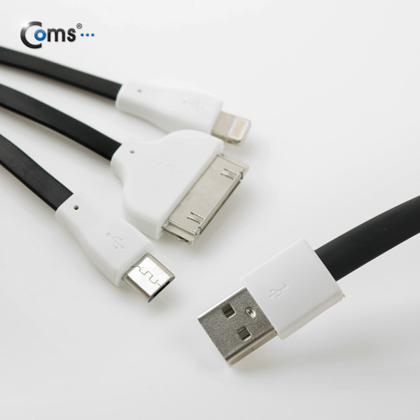 Coms iOS 스마트폰 5 케이블(3 in 1/Flat/멀티), 1M/Black/8핀