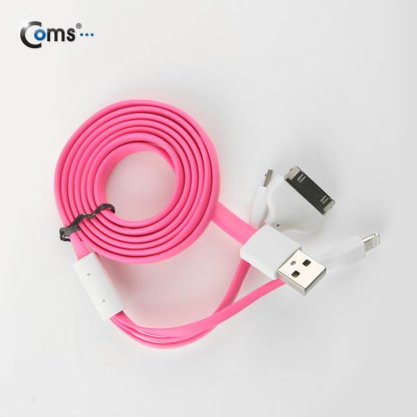 Coms iOS 스마트폰 5 케이블(3 in 1/Flat/멀티), 1M/Pink/8핀