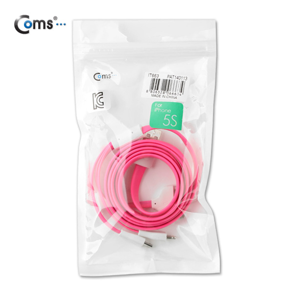 Coms iOS 스마트폰 5 케이블(3 in 1/Flat/멀티), 1M/Pink/8핀