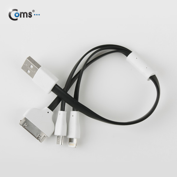 Coms 3 in 1 멀티 케이블 / 충전 케이블(Flat) 30cm/Black