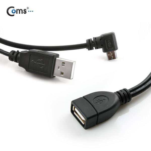 Coms 스마트폰 OTG 케이블 USB M/F, Micro 5P -30cm
