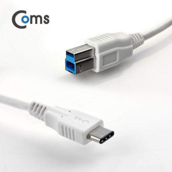 Coms USB 3.1 케이블(USB 3.0 변환)- B(M)/C(M), 1M/White, Type C(M)/ 3.0 B(M)
