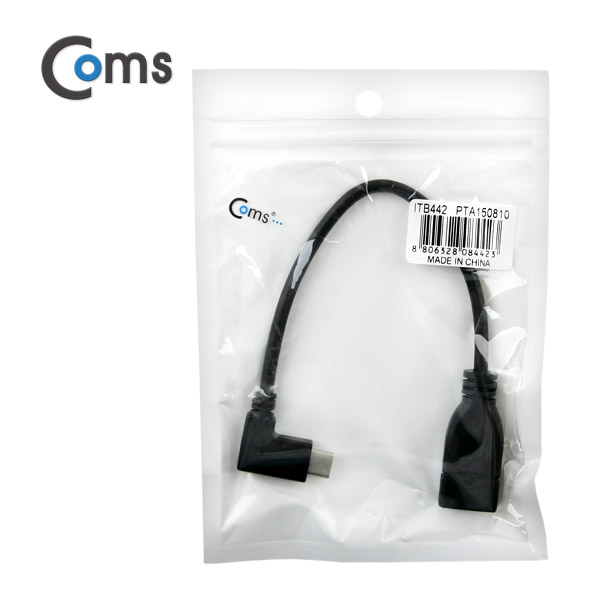 Coms USB 3.1 젠더(Type C)- A(F)/C(M), 20cm/Black, USB 3.1 Type C 꺾임(꺽임)