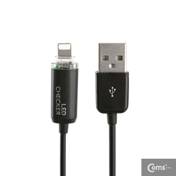 Coms IOS 8핀 (8Pin) LED 케이블/ 완충알림 / Black