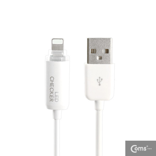 Coms IOS 8핀 (8Pin) LED 케이블/ 완충알림 / White