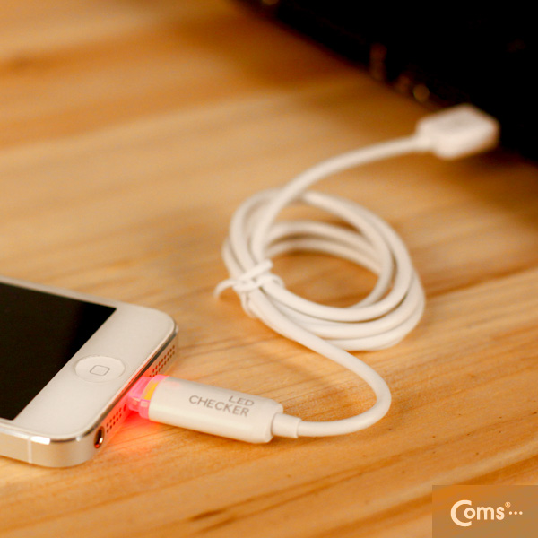 Coms IOS 8핀 (8Pin) LED 케이블/ 완충알림 / White