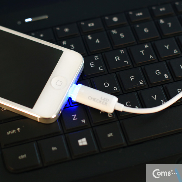 Coms IOS 8핀 (8Pin) LED 케이블/ 완충알림 / White