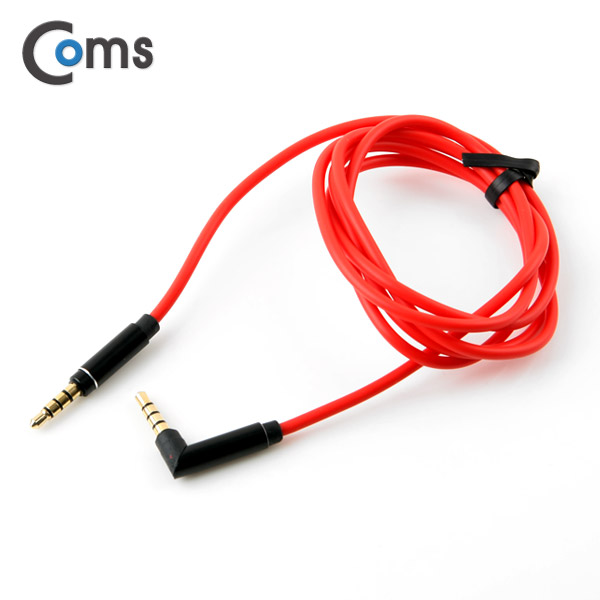 Coms 스테레오 케이블 (3.5/4극) 1M/꺾임(꺽임), Red/Stereo