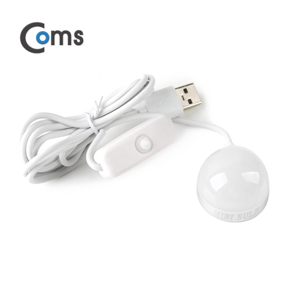 Coms USB LED 램프(전구형) 전구 지름(34mm), Yellow, On/Off 스위치, 자석부착