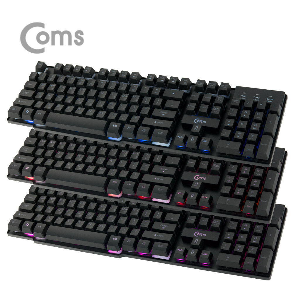 Coms 게이밍 키보드 LED / USB - 3컬러 LED변환/19 KEY 동시입력/12 Hot-Key