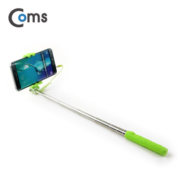 Coms 접이식 유선 셀카봉(초미니형) 13~70cm, Green