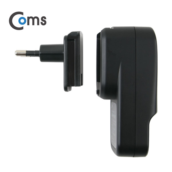 Coms 해외 여행용 전원 변환 멀티 충전기/아답터/어댑터, USB 4포트, Black