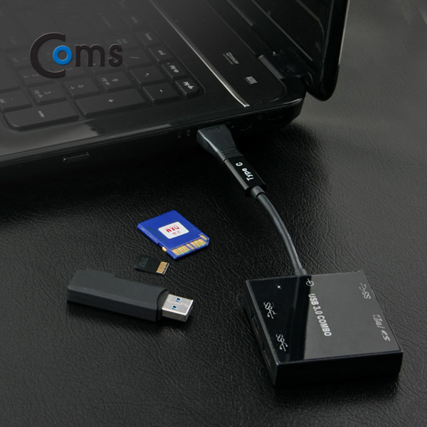 Coms USB 3.1 카드리더기(Type C), USB 3Port /SD / Micro SD / USB 3.0 젠더