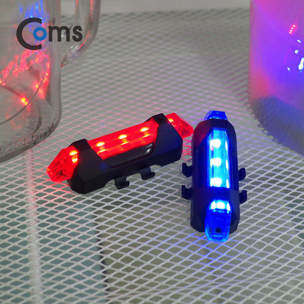 Coms 자전거 LED 안전 점멸기, USB 충전, Blue