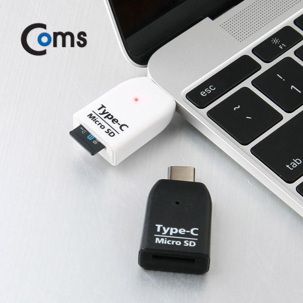 Coms USB 3.1 카드리더기(Type C) Micro SD전용, White 　