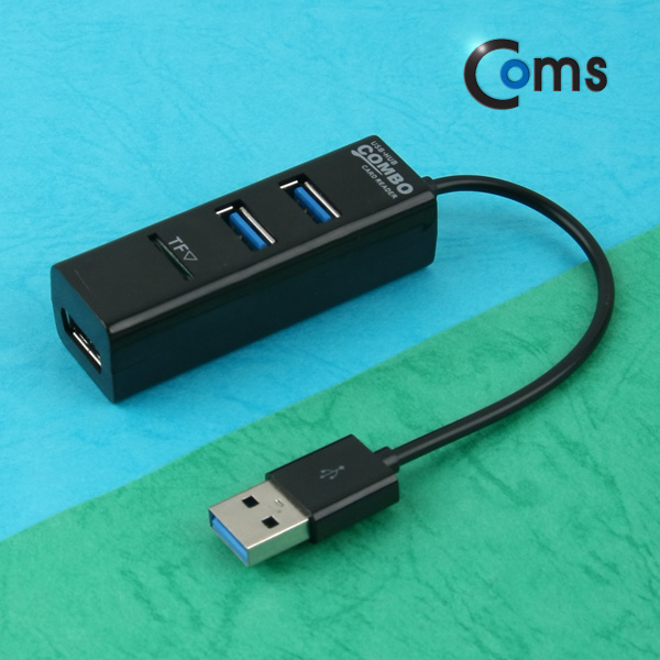 Coms USB 2.0 카드리더기, USB 3Port (Black)