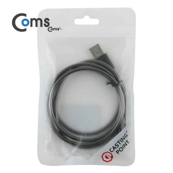 Coms IOS 8핀 (8Pin) 1M Black, 메탈 스프링 재질