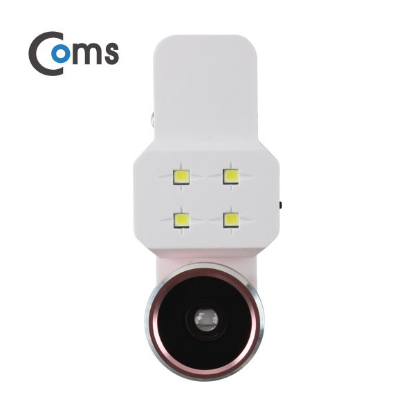 Coms 스마트폰 카메라 확대경(3 in 1) 셀카렌즈, 렌즈교체형/LED조명/Macro/피쉬아이/Wide