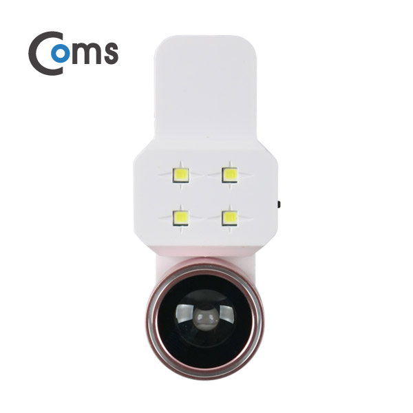 Coms 스마트폰 카메라 확대경(3 in 1) 셀카렌즈, 렌즈교체형/LED조명/Macro/피쉬아이/Wide